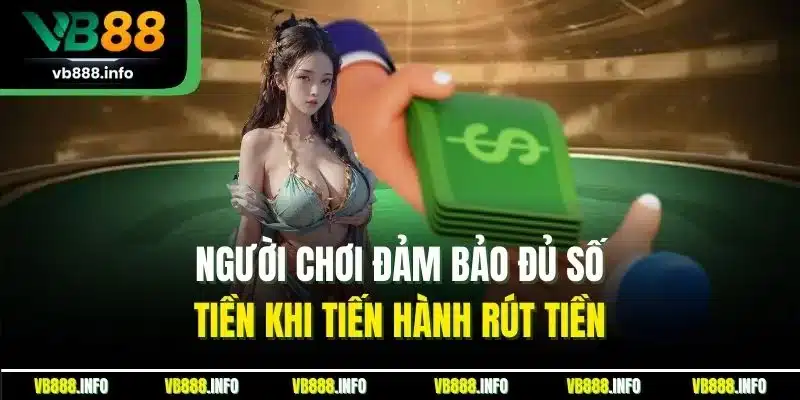 Rút Tiền VB88 - Rút Tiền Nhanh Chóng, Đảm Bảo An Toàn 1 Người chơi đảm bảo đủ số tiền khi tiến hành rút tiền
